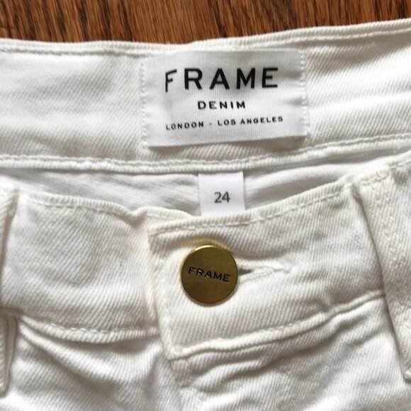 Frame Le Cut Off Denim Jean Shorts Womens 24 White Blanc Mid Rise Cuffed LC5711 - Picture 6 of 11
